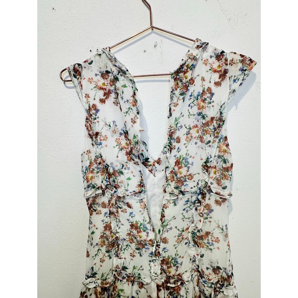 MARISSA WEBB Women's White Floral Ruffles Hourglass V-Neck Midi Dress Size 0 - Picture 11 of 15